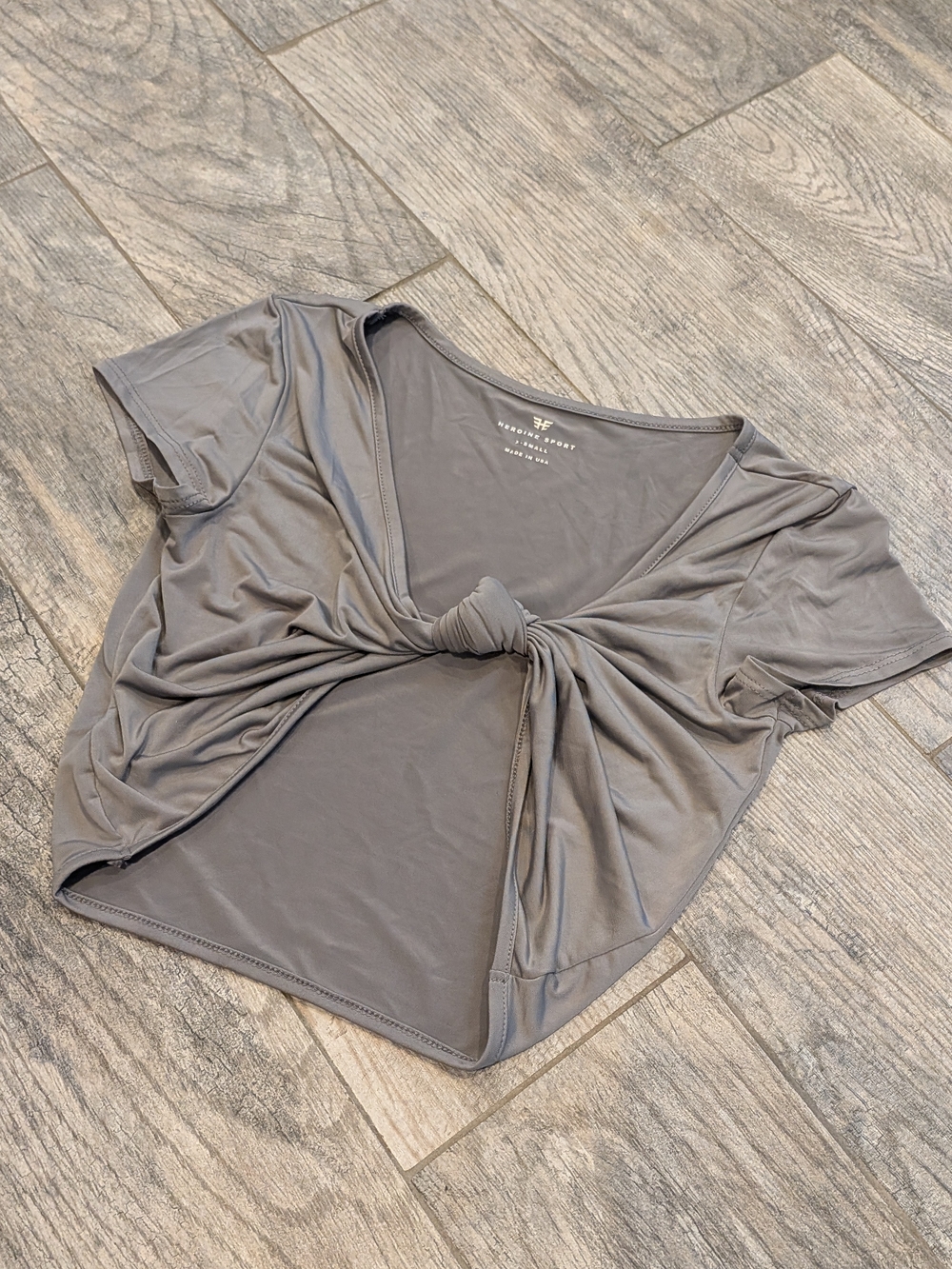 Revolve Heroine Sport • Steel • Knot-Front Crop Top • Size XS
